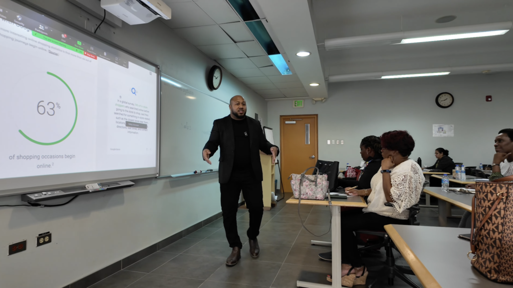 keron rose at UWI, Arthur Lok-Jack teaching digital marketing. 